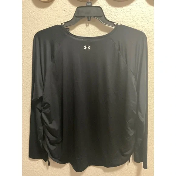Under Armour Womens 1X Black Long Sleeve Ruched Side Active Top NWT - Picture 4 of 4